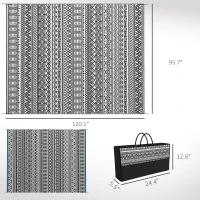Outsunny Reversible Outdoor Rug Carpet RV Camping Rugs with Carry Bag, 8' x 10', Gray & Cream White Boho(m-3)