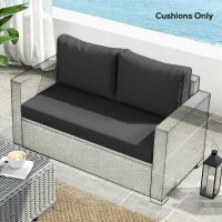 Outsunny 2 Seater Outdoor Seat Cushions with Backrest, Loveseat Double Sofa Outdoor Furniture Cushions, Black(m-7)