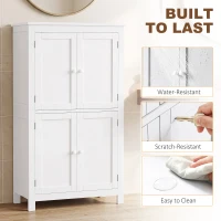 HOMCOM Freestanding Bathroom Cabinet, Tall Bathroom Cabinet with Hidden Storage and Adjustable Shelves, Living Room, White(m-7)