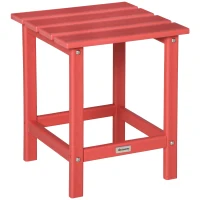 Outsunny Patio Side Table, 15" Square Outdoor End Table, HDPE Plastic Tea Table for Adirondack Chair, Backyard or Lawn, Red(m-1)