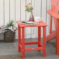 Outsunny Patio Side Table, 15" Square Outdoor End Table, HDPE Plastic Tea Table for Adirondack Chair, Backyard or Lawn, Red(m-10)