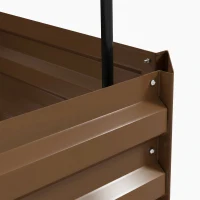 Outsunny Galvanized Planter Box, Outdoor Raised Garden Bed with 3-Tier Trellis Tomato Cage for Climbing Vines, Vegetables, Brown(m-11)