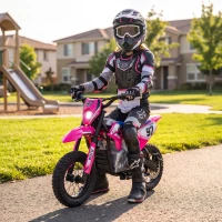 Qaba 36V Electric Dirt Bike for Kids with Brushless Motor, Up to 9.9 MPH, Inflatable Tires and Rear Suspension, Pink(m-8)