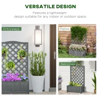 Outsunny Wood Planter with Trellis for Vine Climbing, Raised Garden Bed to Grow Vegetables for Backyard, 28" x 11" x 46", Grey(m-4)