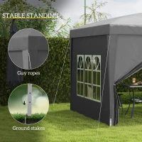 Outsunny 10'x10' Outdoor Pop Up Party Tent Wedding Gazebo Canopy with Carrying Bag (Grey)(m-6)