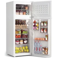 HOMCOM 7.7 Cu. Ft. Mini Fridge with Freezer, Compact Refrigerator with Adjustable Thermostat, Reversible Door, White(m-2)
