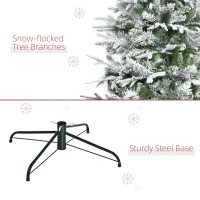 HOMCOM 9' Unlit Snow Flocked Pine Artificial Christmas Tree with Realistic Branches and 1159 Tips, Green(m-7)