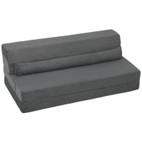 HOMCOM Floor Chair with Back Support Four-Fold Floor Gaming Chair Side Pockets Pillow Floor Seat Sofa Bed, Dark Grey(m-2)