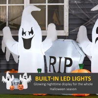 HOMCOM 6' Long Inflatable Halloween Ghost & Pumpkin Tombstone, Inflatable LED Light Yard Display Indoor Outdoor for Garden, Lawn, Party, Holiday(m-4)