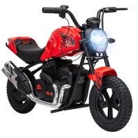 Qaba 24V Kids Electric Motorcycle with 180W Motor, 12" Rubber Tires, Up to 11MPH, Twist Throttle for Ages 6-12, Red(m-11)