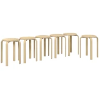 HOMCOM Round Stackable Chairs Set of 6, 18-Inch Backless Stacking Stools for Kitchen, Dining Room, Office, Outdoors(m-9)