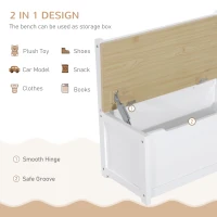 Qaba 4-Piece Set Kids Wood Table Chair Bench with Storage Function Easy to Clean Gift for Girls Boys Toddlers Age 3 Years up Natural and White(m-7)