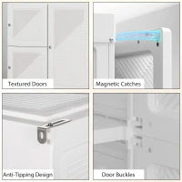 HOMCOM Portable Wardrobe, Foldable Plastic with 8 Compartments, 2 Hanging Rods and Magnetic Doors, White(m-7)