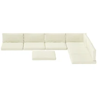 Outsunny Replacement Cushions for Rattan Furniture, 14 Piece Outdoor Seat Cushion Pad for Patio Set, 7 Seat and 7 Back, Cream(m-2)