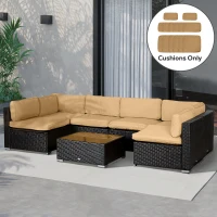 Outsunny Outdoor 14pc Patio Rattan Sofa Set Cushion Polyester Cover Replacement Set - No Cushion Included Beige(m-8)