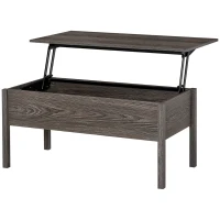 HOMCOM 39" Modern Lift Top Coffee Table Desk with Hidden Storage Compartment for Living Room, Light Grey Woodgrain(m-1)