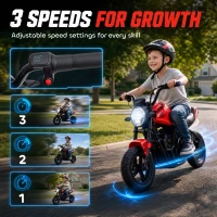 Qaba 24V Kids Electric Motorcycle with 180W Motor, 12" Rubber Tires, Up to 11MPH, Twist Throttle for Ages 6-12, Red(m-5)