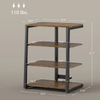 HOMCOM TV Stand Cabinet for 28" TVs with Adjustable Shelves and Extension Lead Holder for Living Room, Rustic Brown(m-3)