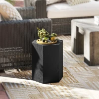 HOMCOM Hexagonal Side Table, Small End Table with 4 Adjustable Feet for Indoor, Outdoor, Black(m-4)