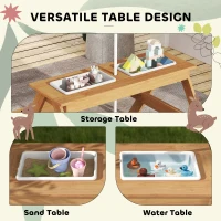 Qaba Wooden Outdoor Kids Picnic Table with Removable Umbrella, Children Sand and Water Activity Table for Patio, Mixed Color(m-4)