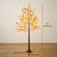 HOMCOM 6FT Artificial Lighted Maple Tree with 96 LED Lights, Daily Timer, Fall Decoration with Bendable Branches(m-3)