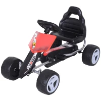Aosom Kids Go Kart, 4 Wheeled Ride On Pedal Car, Racer for 3 years, for Boys and Girls, Outdoor - Red(m-11)