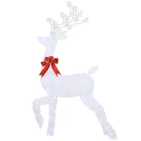 Outsunny 4.3FT Lighted Christmas Reindeer, Christmas Decor with RGB and Warm White LEDs, Stakes and Zip Ties, IP44 Waterproof(m-9)