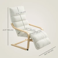 HOMCOM Accent Chair, Velvet Upholstered Living Room Chair with Footrest, Wood Frame, Cream White(m-3)