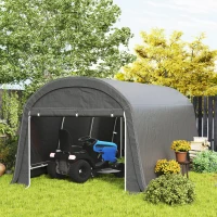 Outsunny 10' x 20' Portable Shed, Motorcycle Bike Tent with Roll-up Door, Galvanised Steel Frame for Garden Tools, Dark Grey(m-8)