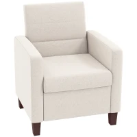 HOMCOM Fabric Accent Chair, Modern Armchair with Seat Cushion and Non-Slip Pads for Living Room, Bedroom, Cream White(m-9)