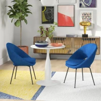 HOMCOM Round Dining Table, Modern Dining Room Table with Faux Marbled Top, Steel Base, Space Saving Small Kitchen Table, White(m-8)