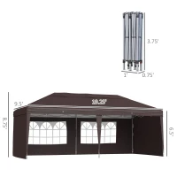 Outsunny 10' x 20' Pop Up Canopy Tent with 4 Sidewalls, Outdoor Portable Instant Canopy Shelter for Parties, Outdoor Instant Gazebo with Carry Bag for Garden, Patio, Coffee(m-4)