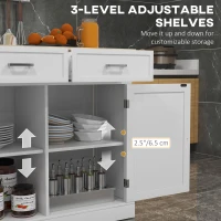 HOMCOM Rolling Kitchen Island with Drop Leaf Wood Breakfast Bar, Farmhouse Kitchen Cart with 2 Drawers, White(m-6)
