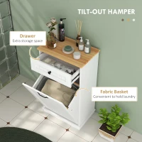 HOMCOM Laundry Cabinet with Removable Basket and Drawer, Tilt-Out Laundry Hamper for Bathroom, Living Room, White(m-4)