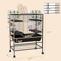 PawHut Small Animal Cage for Syrian Hamster, Gerbil Cage with Tubing System, Running Wheel, Ramps, Platforms(m-3)
