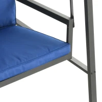 Outsunny 3-Person Patio Swing Chair, Outdoor Porch Swing with Adjustable Canopy, Removable Cushions for Garden, Backyard, Blue(m-9)