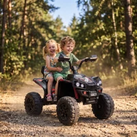 Qaba 24V 2 Seater Ride On Toys, Kids ATV 4 Wheeler with Dual Motors, High & Low Speed for Boys Girls Aged 3-8 Years, Black(m-10)