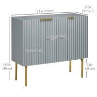 HOMCOM Modern Storage Cabinet Sideboard Buffet Cabinet with Gold Legs for Living Room Dining Room Hallway Grey(m-3)