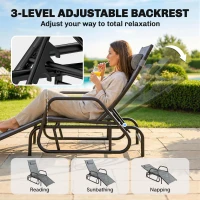Outsunny Outdoor Glider Lounge Chair, 3-Position Adjustable Tanning Chair Recliner with Headrest for Garden, Yard, Pool, Grey(m-5)