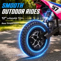 Qaba 36V Electric Dirt Bike for Kids with Brushless Motor, Up to 9.9 MPH, Inflatable Tires and Rear Suspension, Pink(m-5)