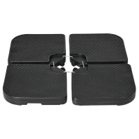 Outsunny 4PCs Cantilever Umbrella Base Weights for Offset Banana Parasol, HDPE Water or Sand Filled Patio Umbrella Weights for Cross Base Stand with Built-in Handles, Black(m-11)