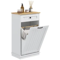HOMCOM Laundry Cabinet with Removable Basket and Drawer, Tilt-Out Laundry Hamper for Bathroom, Living Room, White(m-9)