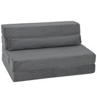 HOMCOM Floor Chair with Back Support Four-Fold Floor Gaming Chair Side Pockets Pillow Floor Seat Sofa Bed, Dark Grey(m-13)