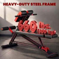 Soozier Adjustable Weight Bench Roman Chair Exercise Training Multi-Functional Hyper Extension Bench Dumbbell Bench Ab Sit up Decline Flat Black and Red(m-7)
