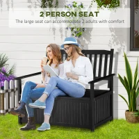 Outsunny Outdoor Storage Bench, 43 Gallon Deck Box with Armrests, Outdoor Storage Box for Patio Furniture Cushions and Garden Tools, Black(m-4)