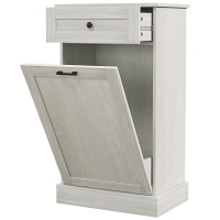 HOMCOM Kitchen Tilt Out Trash Bin Cabinet Free Standing Storage Cabinet with Drawer, Light Gray