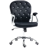 Vinsetto Button Tufted Desk Chair, Home Office Chair with Padded Armrests, Adjustable Height and Swivel Wheels, Black(m-1)