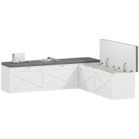 HOMCOM Shoe Bench L-Shaped Shoe Storage Bench Padded Cushion for Entryway Corner, White(m-11)