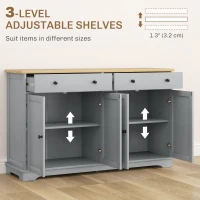 HOMCOM Modern Sideboard, Buffet Cabinet with Storage Drawers, Adjustable Shelves for Living Room, Dining Room, Entryway, Grey(m-5)