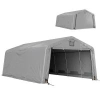 Outsunny Carport 12' x 20' Portable Garage, Heavy Duty Car Port Canopy with Ventilation Windows and Large Roll-up Door, Gray(m-11)